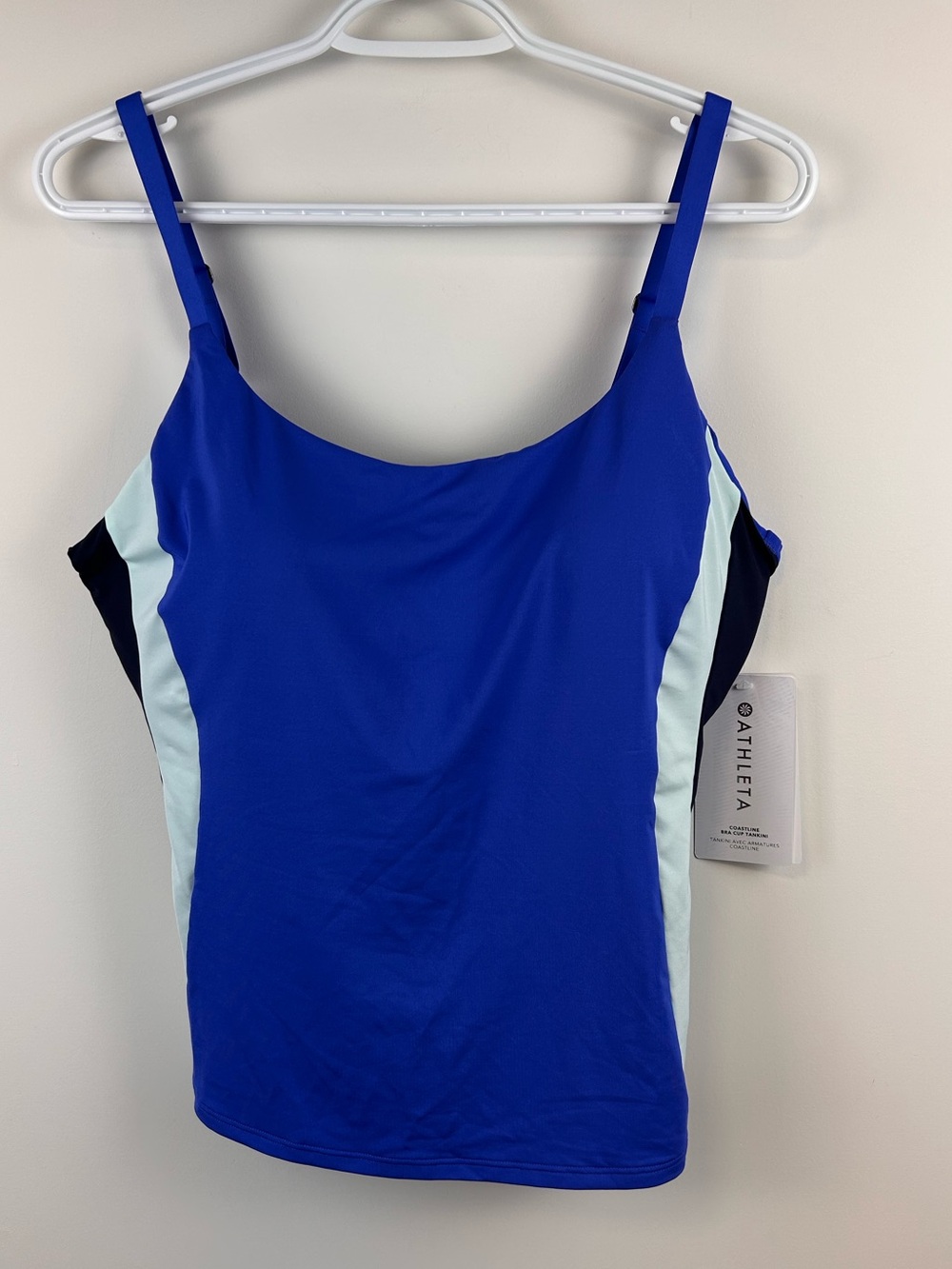 Athleta NWT Coastline Bra Cup Tankini Top 38D/DD Royal Blue Colorblock Swim